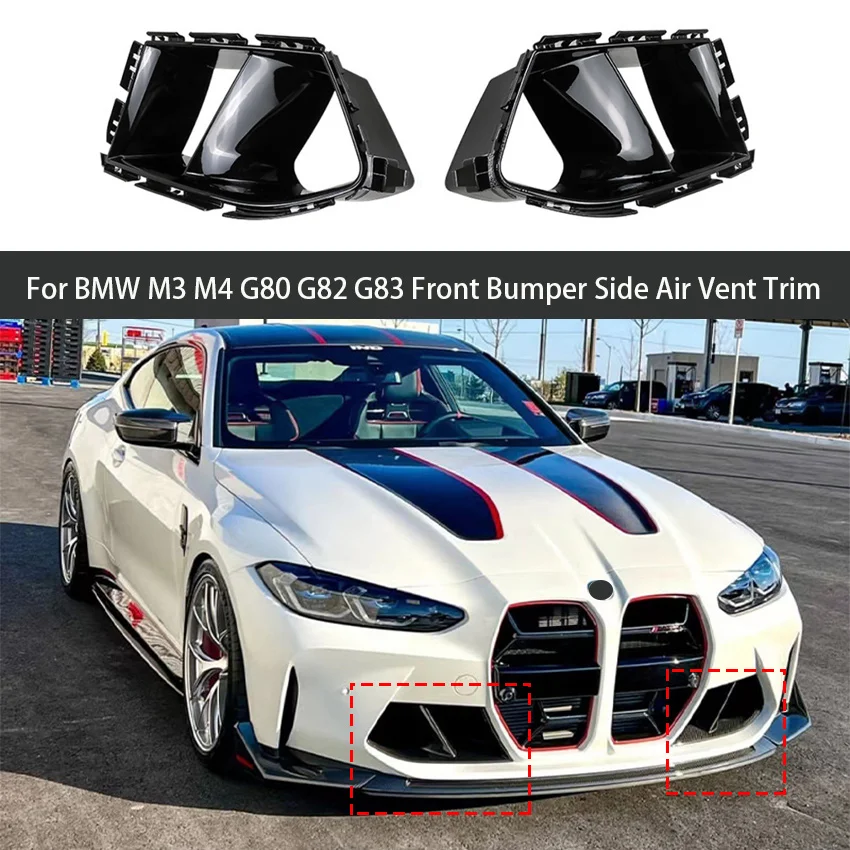 For 2020-2024 BMW M3 G80 M4 G82 G83 Car Front Bumper Side Air Vent Trim Fog Light Lamp Hood Intake Frame Cover Grille Body Kits