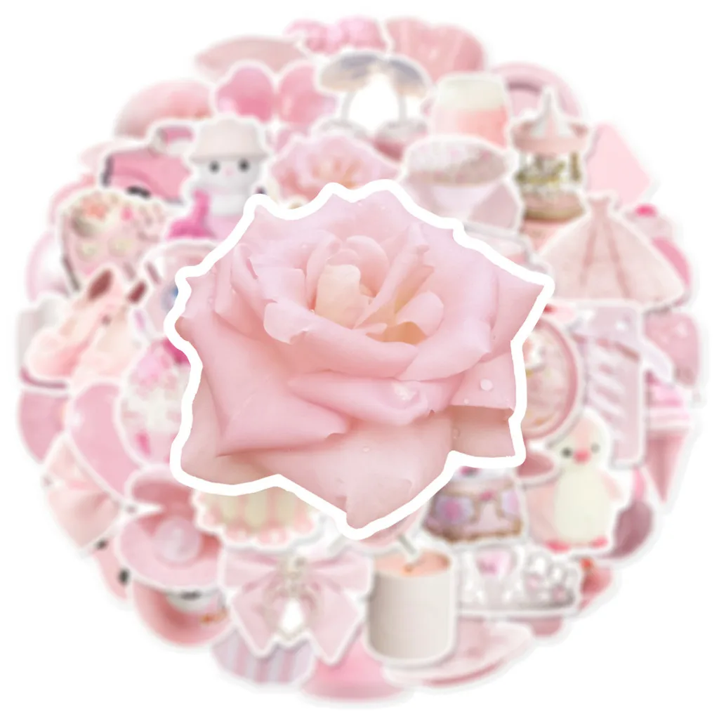 50PCS einfache süße rosa Sweety Girl Stil Graffiti Aufkleber für Fahrrad Hand Konto Federmäppchen Aufkleber