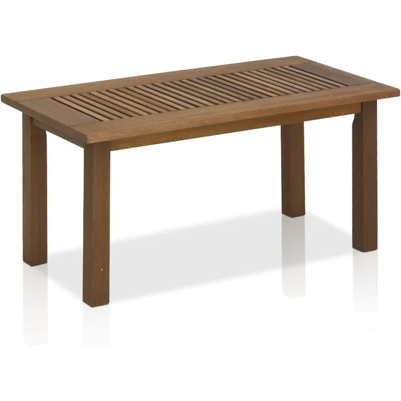 Furinno FG16504 Tioman Hardwood Patio Furniture Outdoor Coffee Table in Teak Oil, 1-Tier, Brown， 17.3