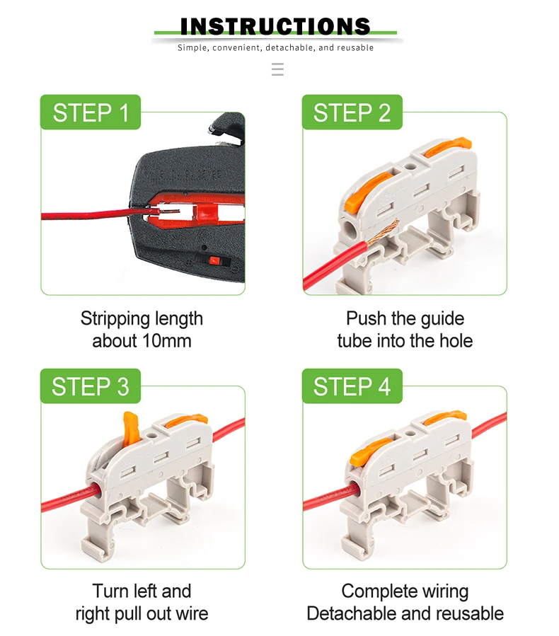 10 Stück DIN-Schienen-Klemmenblock-Drahtverbinder 211 Quick Wire Compact Splicing Conductor Fast Cable Connector Conductor – Detail 5