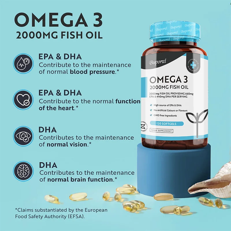 Omega 3 Fish Oil 2000mg - Improves The Body's Immune Resistance, Gluten Free, Helps Maintain Eye, Heart and Brain Health - Image 5