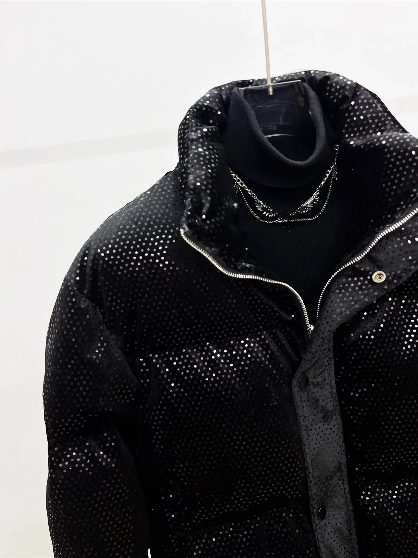 High-End Starry Sky Parkas Men 2025 Winter New Stylish Blingbling Parkas Stand Collar Warm Long Sleeve Handsome Outerwear Coats