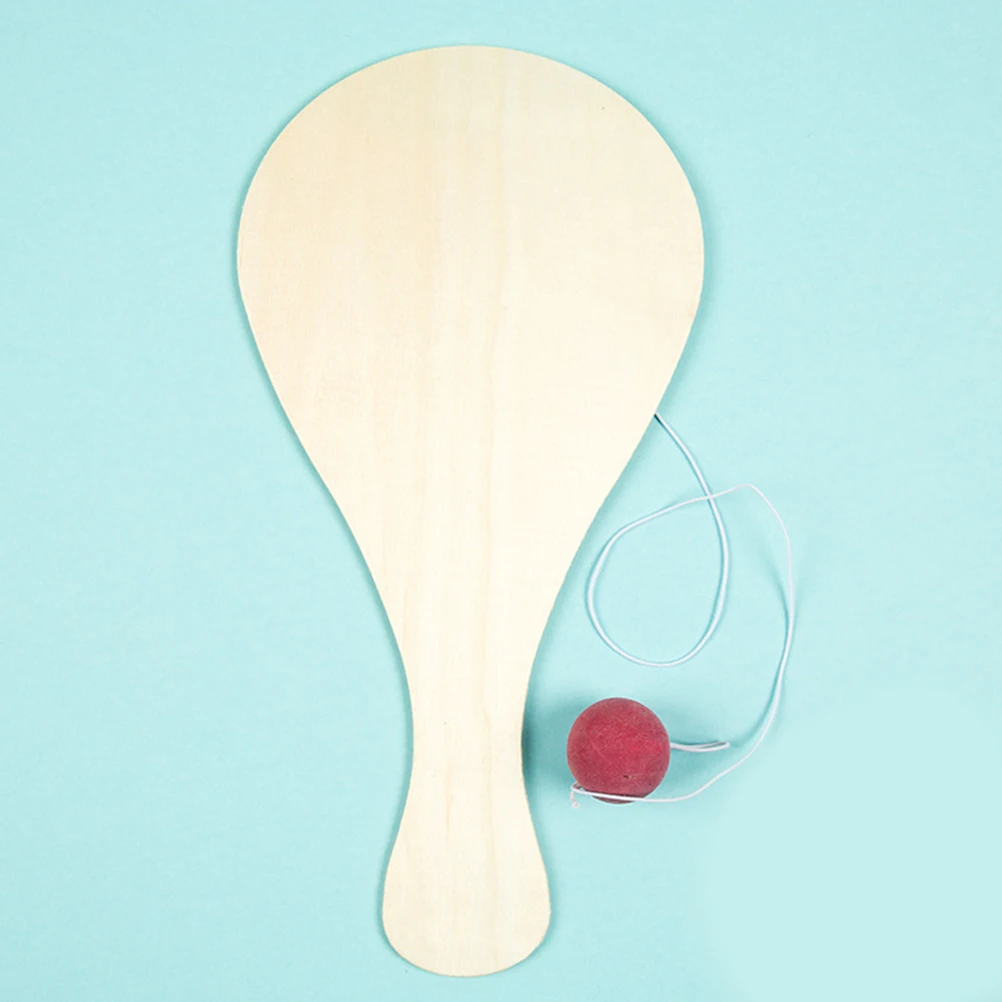 8pcs Hand-painted Wooden Racket Pieces Toddler Toys Blank Paddle Balls DIY Wood Supplies Kids Paint Toy Unfinished Paddles