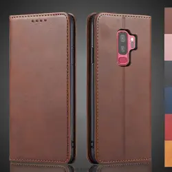 Magnetic attraction Leather Case for Samsung Galaxy S9 plus G965F 6.2