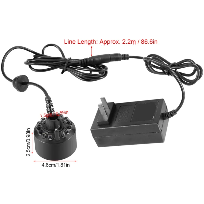 1шт 12LED красочный туманообразователь для пруда с водяным фонтаном с адаптером питания