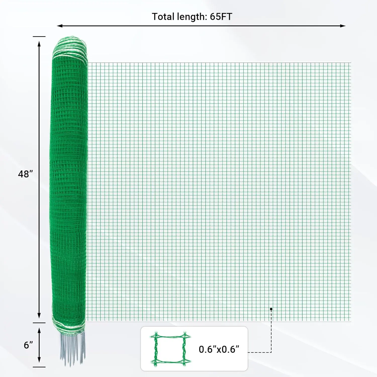 Outdoor Poultry and Dog Fence: Non - Electric Netting with Double Spiked Posts, Windproof, 48\