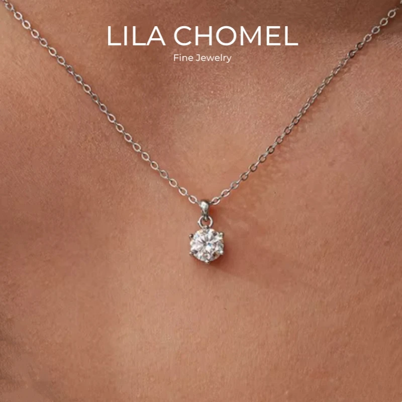 

Женские свадебные ожерелья из белого золота 18 карат на День святого Валентина, 1/2/3 карата, муассанит с бриллиантами для девочек PT950, кулон с шестью зубцами, подарок на день рождения