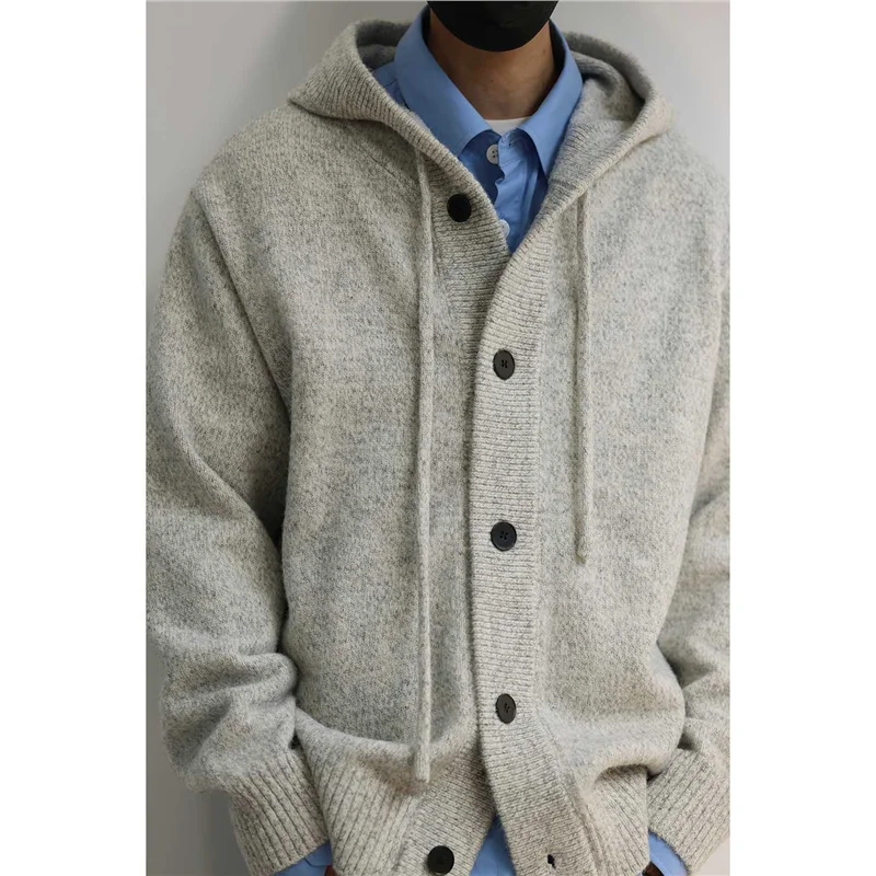 

Японский вязаный свитер-худи на пуговицах для мужчин, осенне-зимний, в стиле ретро, повседневный, теплый, для пар, топ