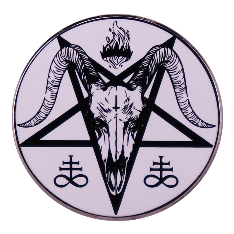 Hail Satan Star Pentagram Baphomet Enamel Pin Goat Satanic Lucifer Pagan Brooch Badge