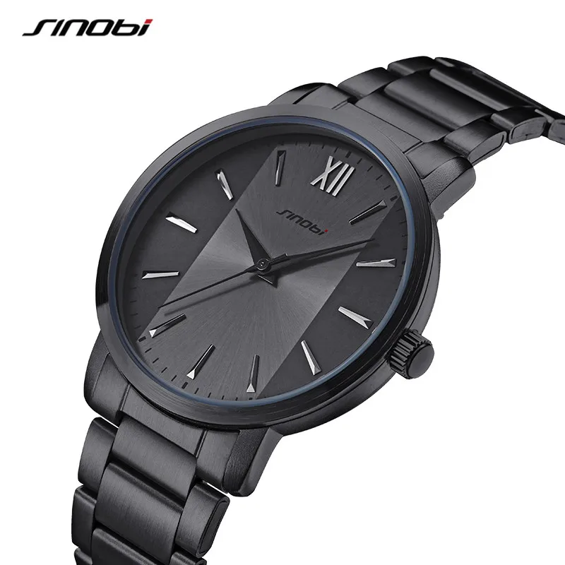 SINOBI Top Luxury Man Watch Business Waterproof Male Stainless Steel Quartz Wristwatches Men\'s Brand Clock Casual Reloj Hombre