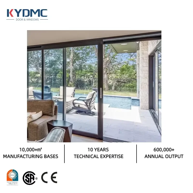 2026 Waterproof NFRC USA Balcony Patio Sliding Door Full View Aluminum Framed Energy Efficient Double Glass Lift and Sliding