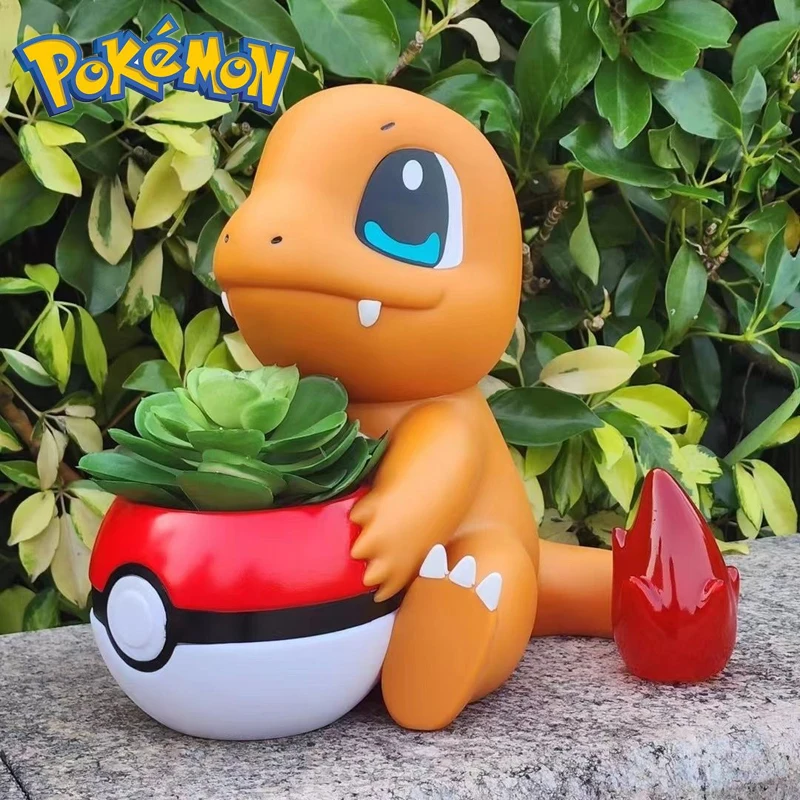 Pokemon Pikachu doniczka Charmander Squirtle Bulbasaur figurka w doniczce Anime Model posągu lalki prezent dla dzieci