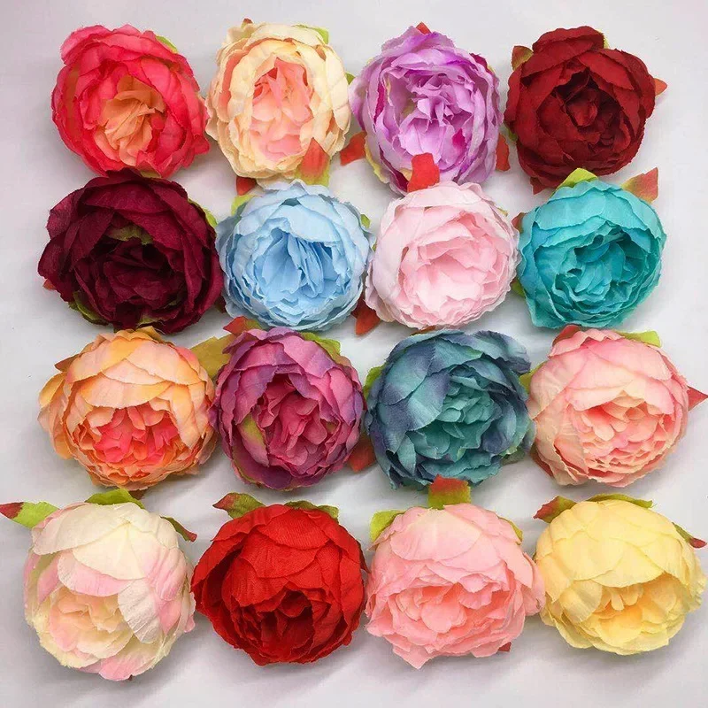 

50pcs 10cm Simulated Peony Flower Head Artificial Flower DIY Scrapbooking Garland Flower Wall Background Wedding Party Decor