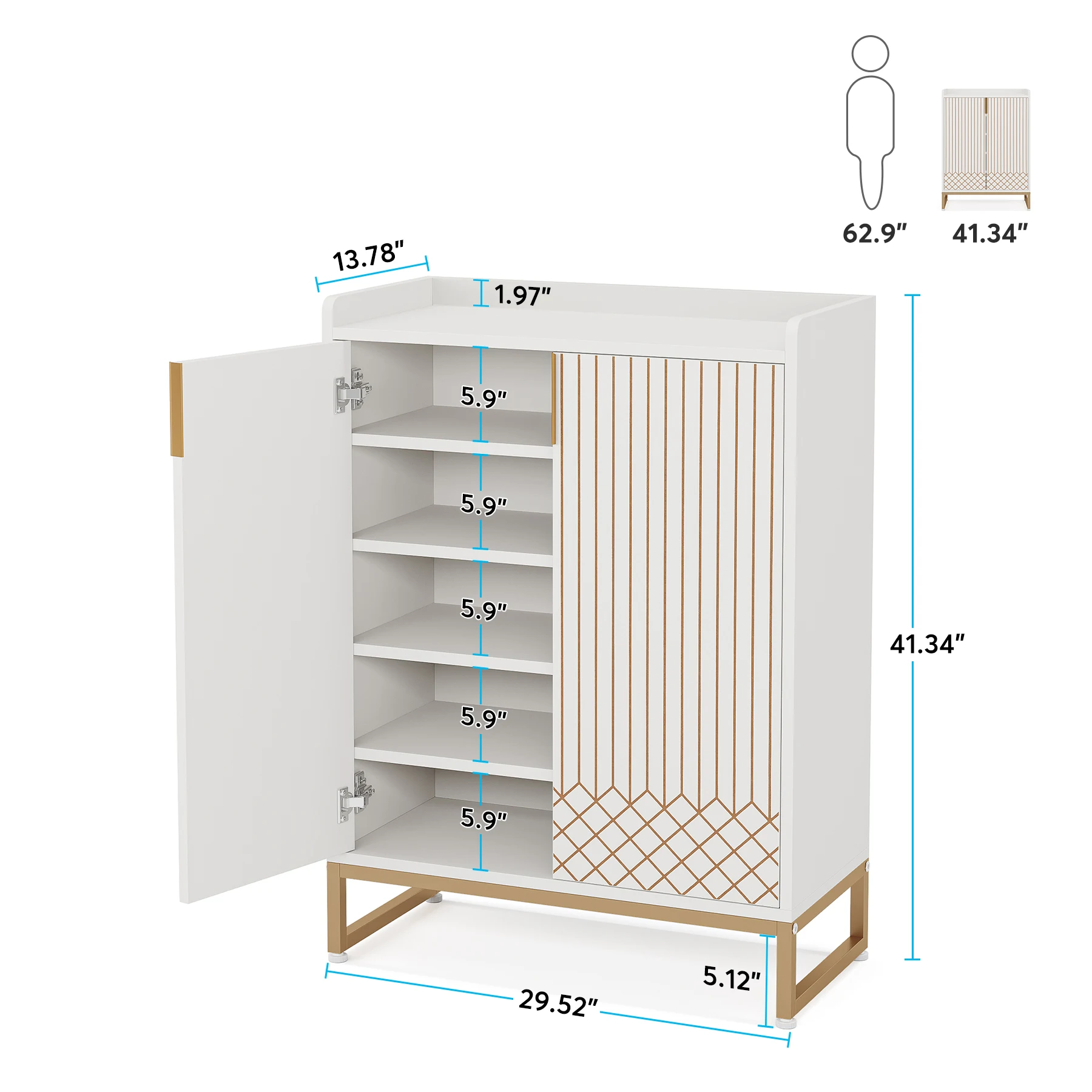 Tribesigns-Armoire à chaussures blanche, armoire à chaussures moderne T1 à 5 niveaux, armoire de rangement en bois autoportante, 25 paires