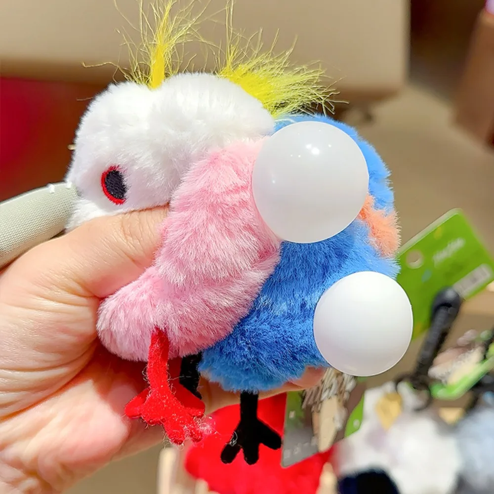 Creative Kawaii Egg Laying keychain Lifelike Spit Bubble Plush Bird Keyring Cartoon Animals Soft Backpack Pendant Birthday Gift