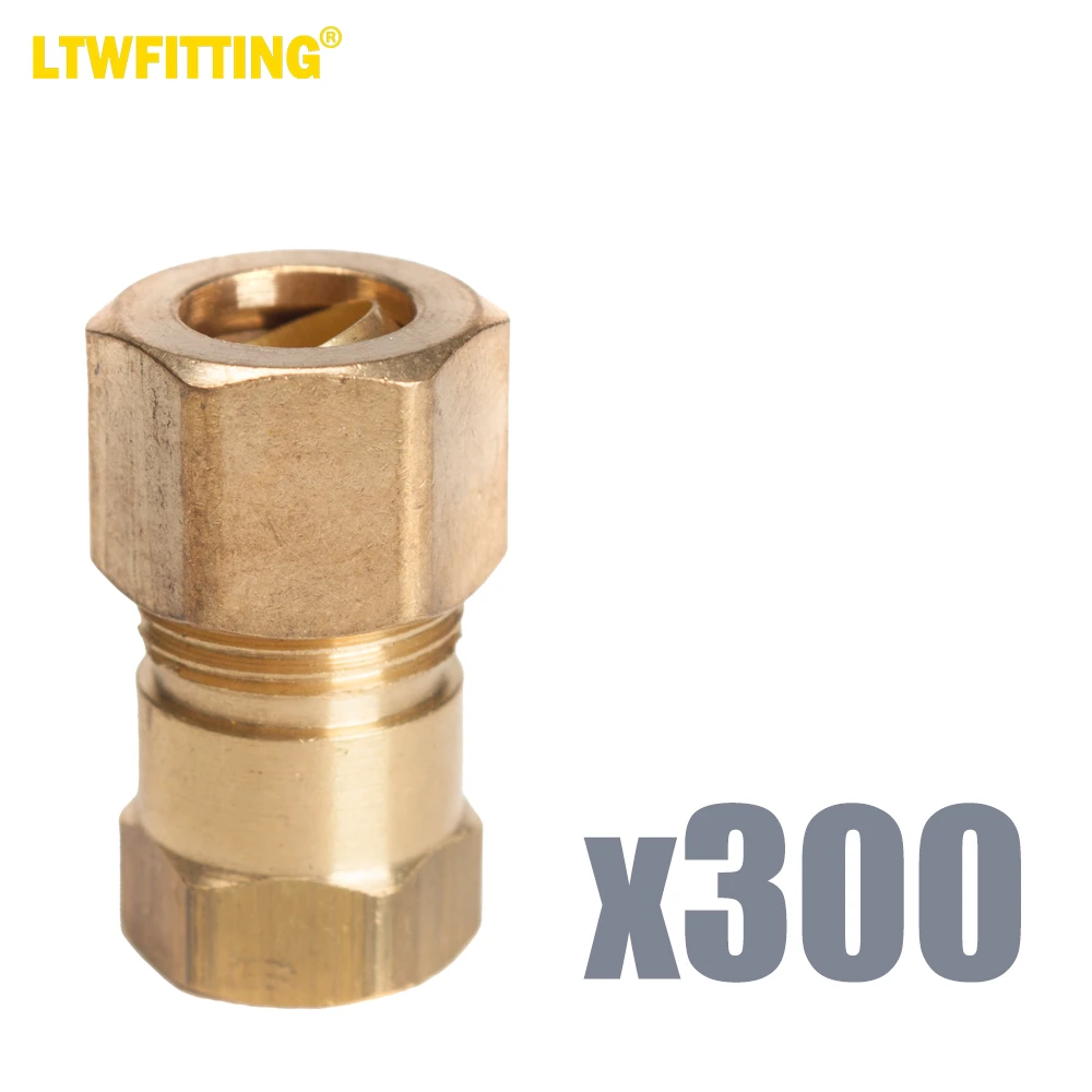 LTWFITTING Brass 3/8-Inch OD x 1/8-Inch Female NPT Compression Connector Fitting(Pack of 300)