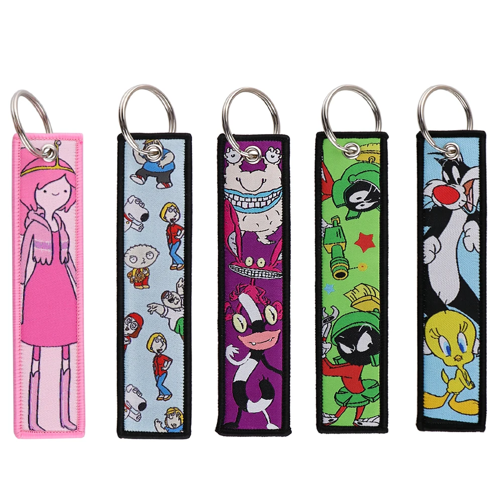 Cute Characters Jet Tag New Embroidery Key Tag Keyrings for Motorcycles Cars Backpacks Key Holders Accessories Fans Gifts 1PCS