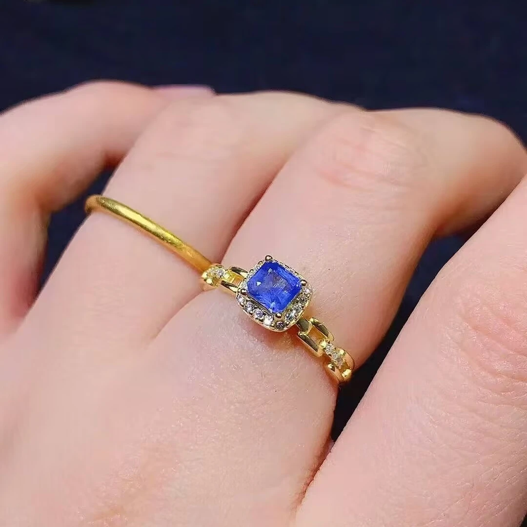 KJJEAXCMY exquisite Natural Sapphire women's Ring,S925 silver electroplating process inlay,high transparency with gemstones