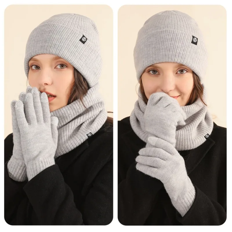 

Unisex Winter Scarf Hat Gloves Set All Ages Soft Warm Beanie Touch Screen Gloves Cable Knit Extreme Warmth Gift Set