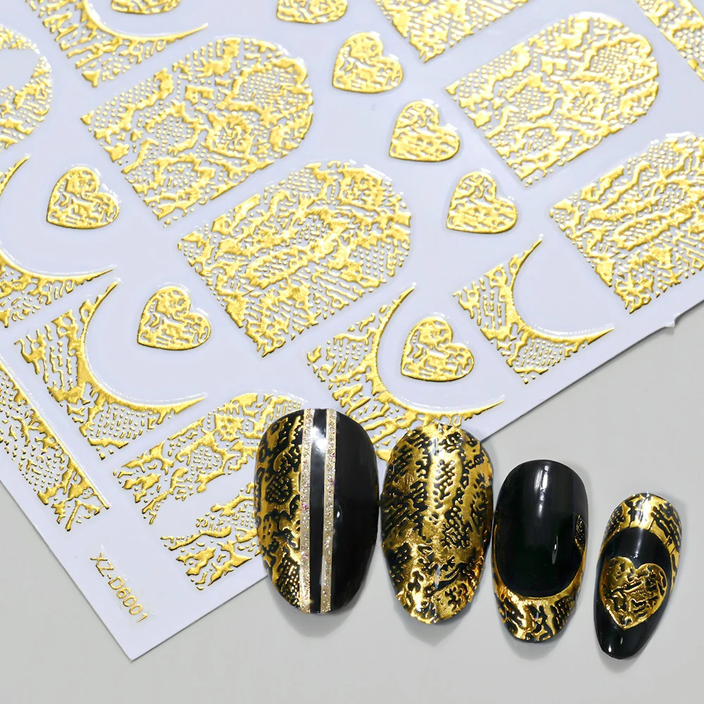 3D Y2k รูปแบบงูสติกเกอร์เล็บทองเงินเลเซอร์งูเสือดาวพิมพ์สติกเกอร์เล็บ Bronzing Self-Adhesive NAIL Wrap Decals