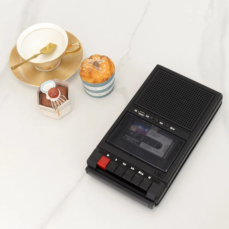 Portable Cassette Recorder Nostalgic Retro Portable Tape Player Walkie-Talkie Player Recorder and Playback All-In-One