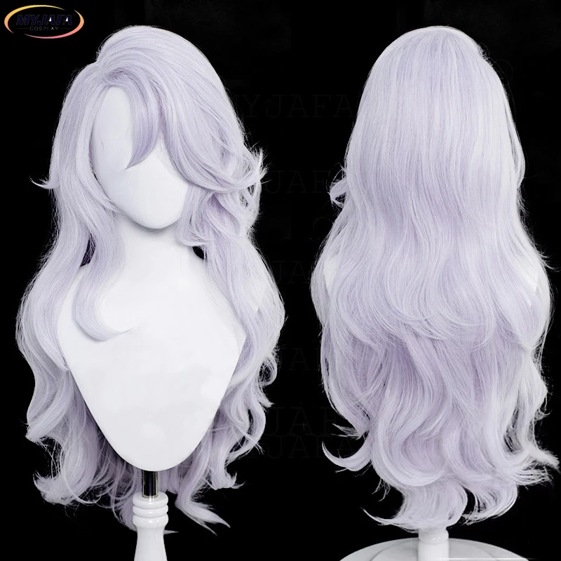 Female Gojo Satoru Cosplay Wig Anime Long Silver Purple Curly Heat Resistant Synthetic Hair Anime Party Wigs + Wig Cap