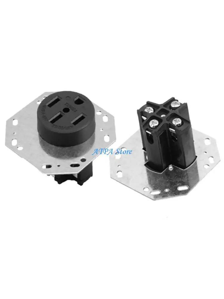 

U13C 4 Prong Metal Outlet Design Electrical Socket Heavy Duty Construction Easy Mounting for Recreational Vehicles