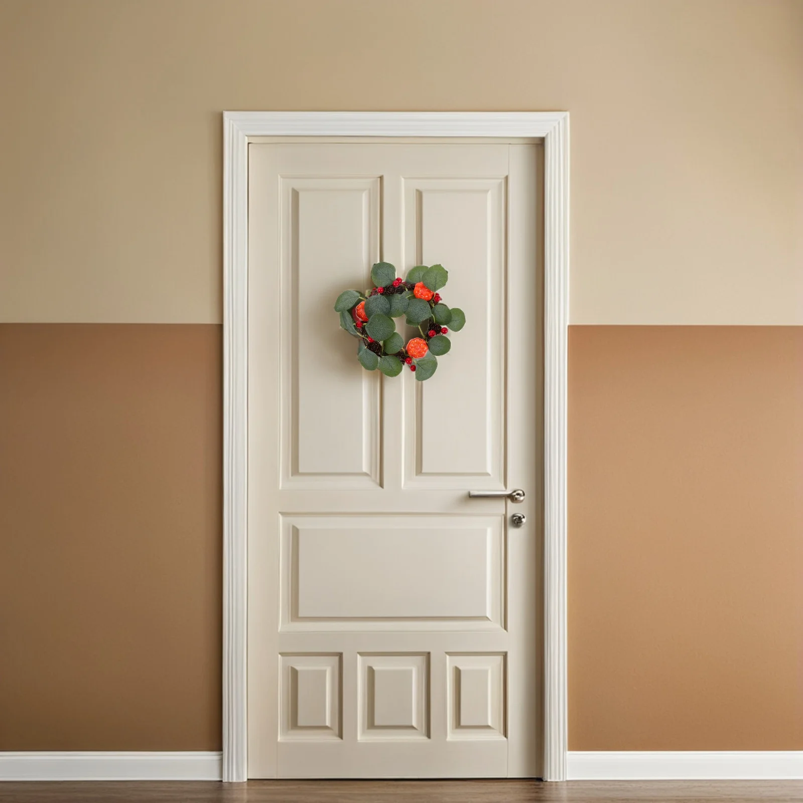 

2Pcs Handmade Autumn Pumpkin Wreath Rustic Front Door Hanging Garland Thanksgiving Fall Harvest Decoration Pumpkin Wreath