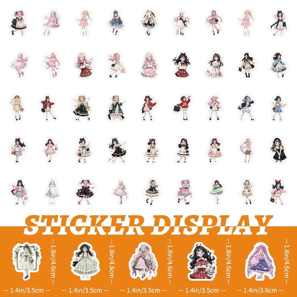 10/30/50/100Pcs Lolita Gril Stickers Schattige Cartoon Meisje Sticker Plakboek Bagage Laptop Telefoon Gitaar Fiets Skateboard Sticker