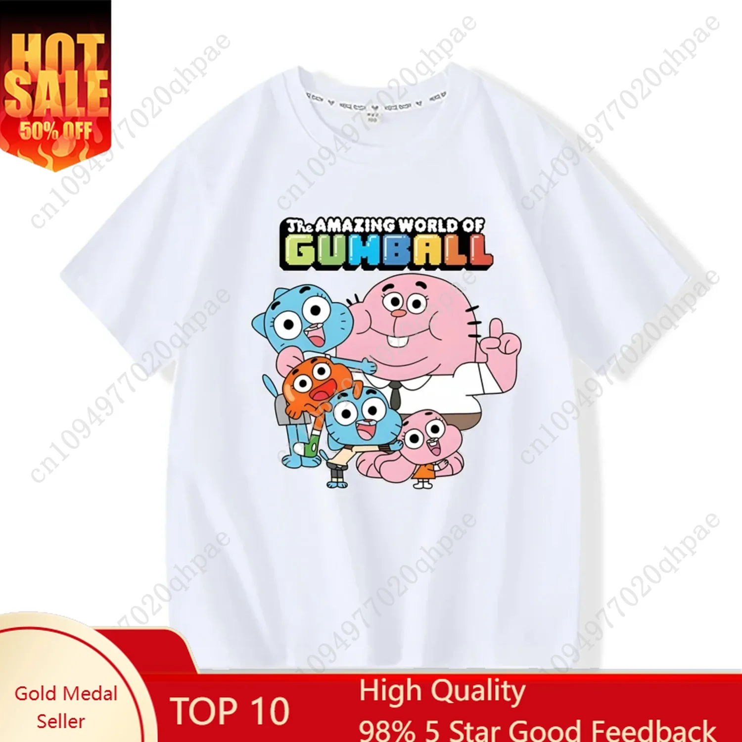 

The Wonderfully Weird World of Gumball T-shirt Boys andGirls Cartoon Tee-shirt 100%Cotton Summer Tshirts Casual ComfortableTops