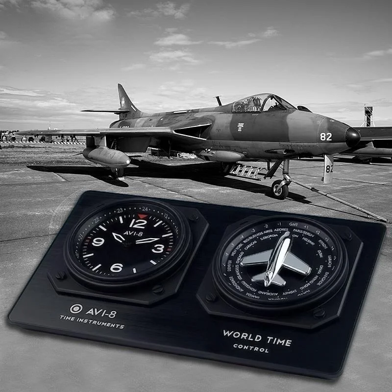 British seat clock instrument panel alarm clock dual time zone world time pilot design av-clock-01