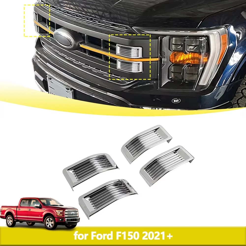 

Front Bumper Grille Decoration Cover Trim For Ford F150 2021 2022-2024 Racing Gride Inserts Exterior Mouldings Car Accessories