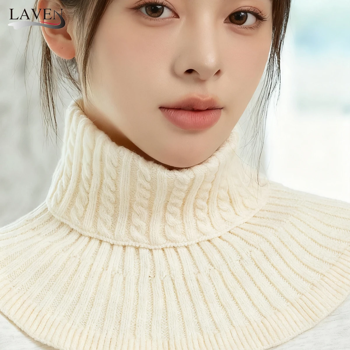 Women's Soft Knit Turtleneck Detachable Collar Insert - Warm Layered Neck Warmer for Fall Winter Fashion Outfits