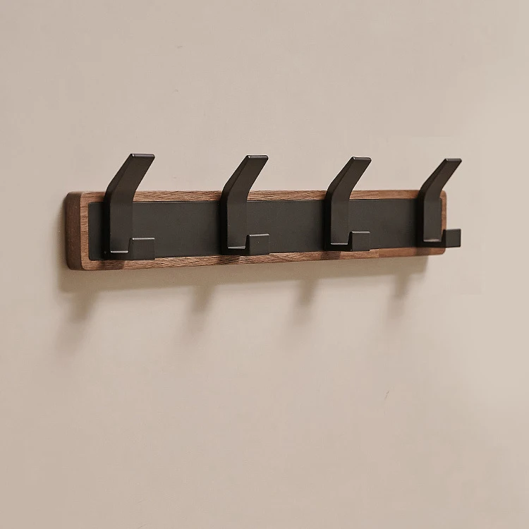 BAKALA-zwart houten muurhaak, hangende kapstok voor badkamer, keuken, slaapkamer, hal, kledinghouder