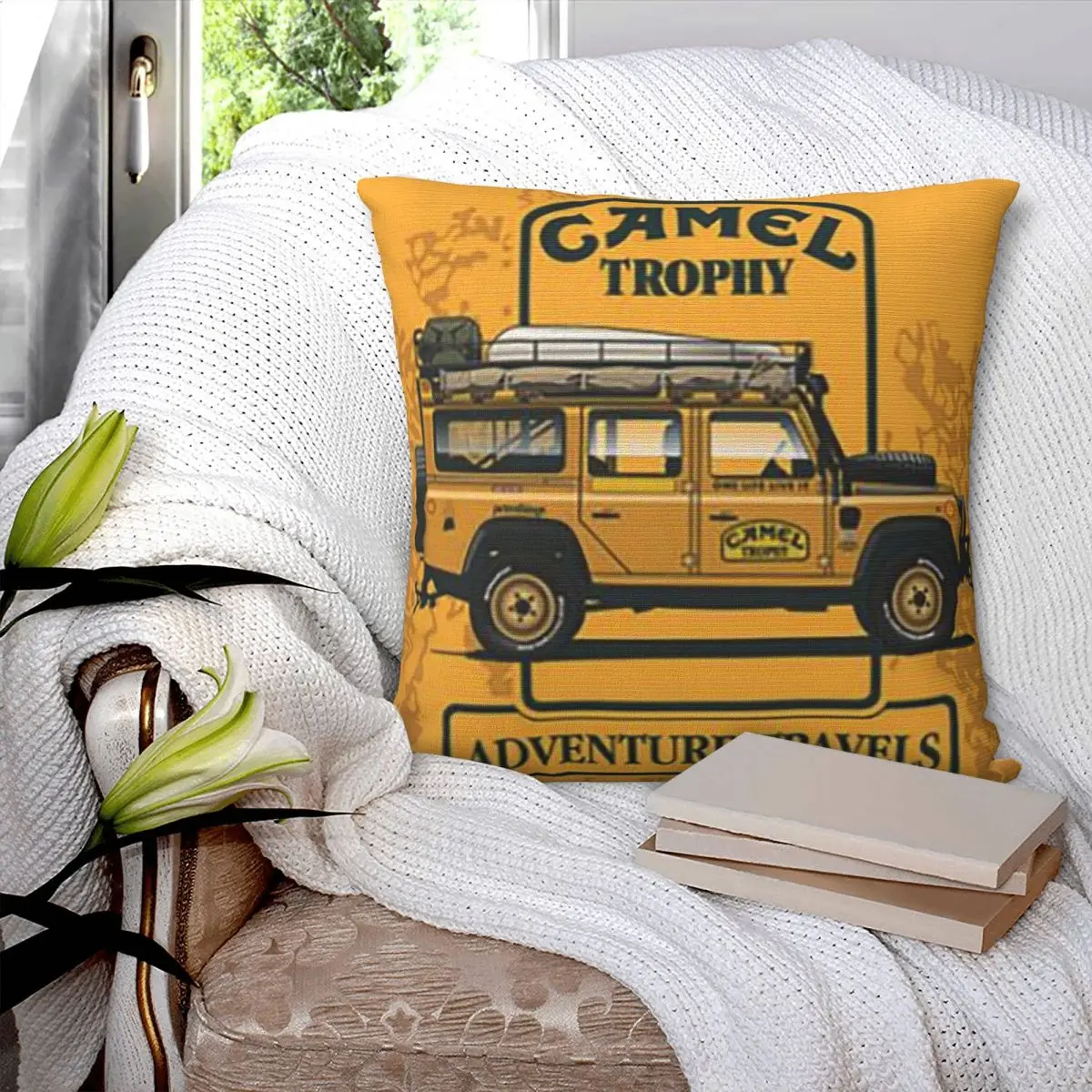 Camel Trophy Square Pillowcase Pillow Cover Polyester Cushion Decor Comfort Throw Pillow for Home Living Room