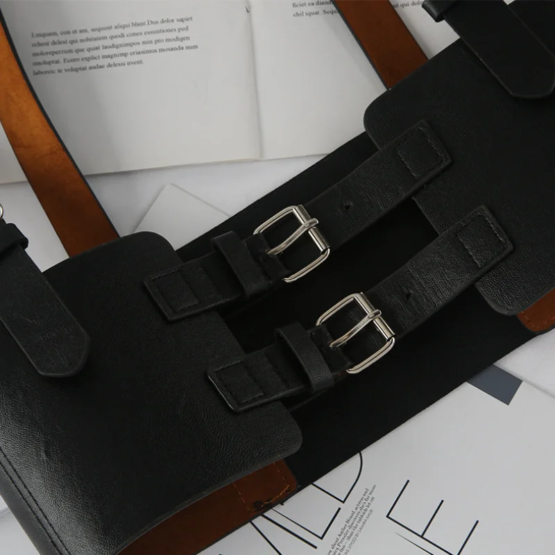 女性トレンドパンクコルセットベルト装飾ストリートスタイルワイドウエストバンドコルセットハーネス革ベルトゴシック服accessorie