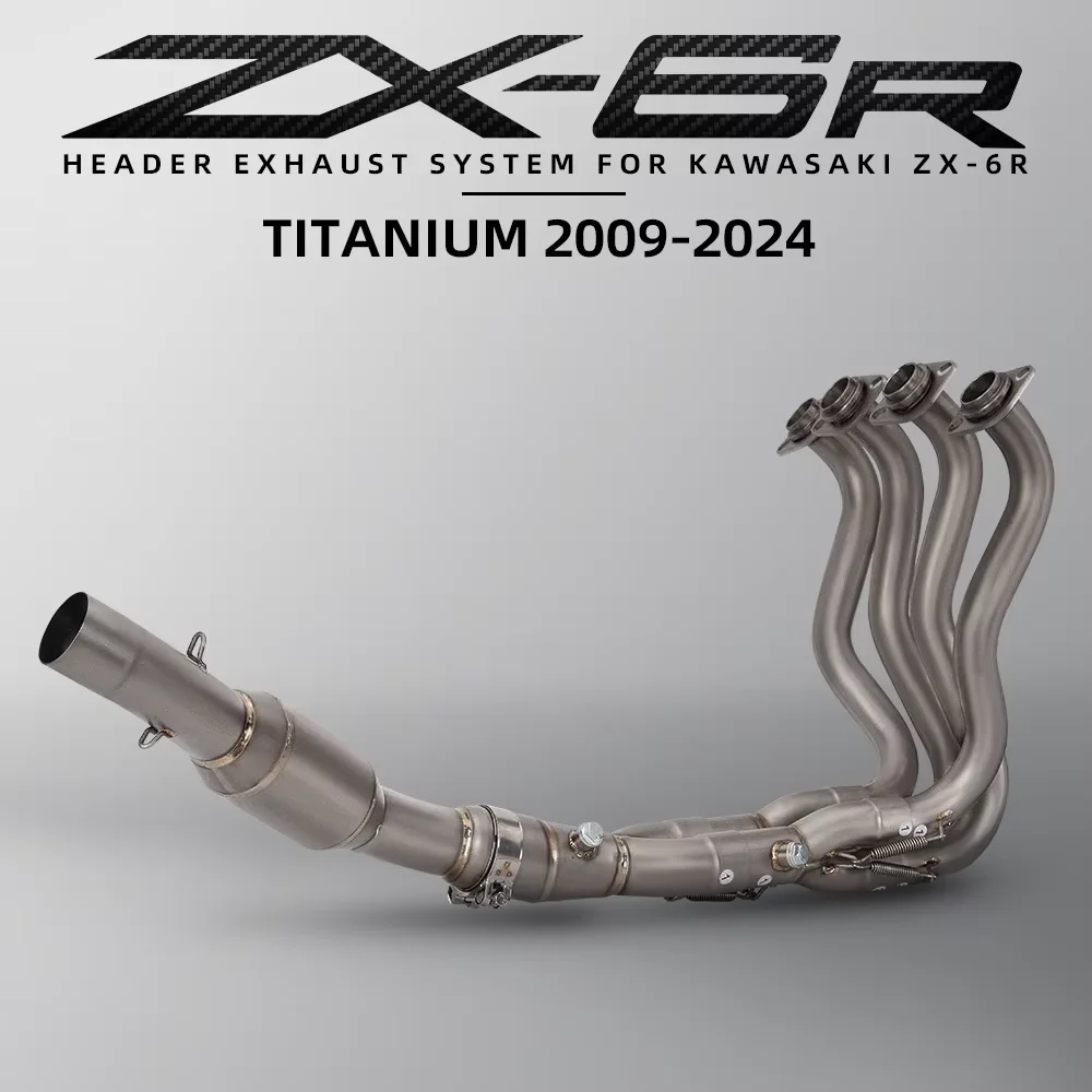 

Slip On For Kawasaki ZX6R ZX-6R 2009-2024 Motorcycle Exhaust Front Middle Link Pipe Titanium Alloy Escape Moto System
