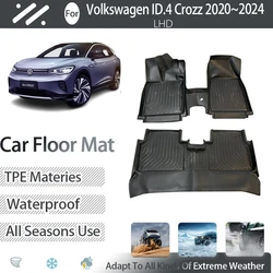 Car Floor Mats For Volkswagen VW ID.4 CROZZ ID4 Crozz 2020~2024 Dirt-resistant Pad Foot Carpets TPE Floor Cover Auto Accessories