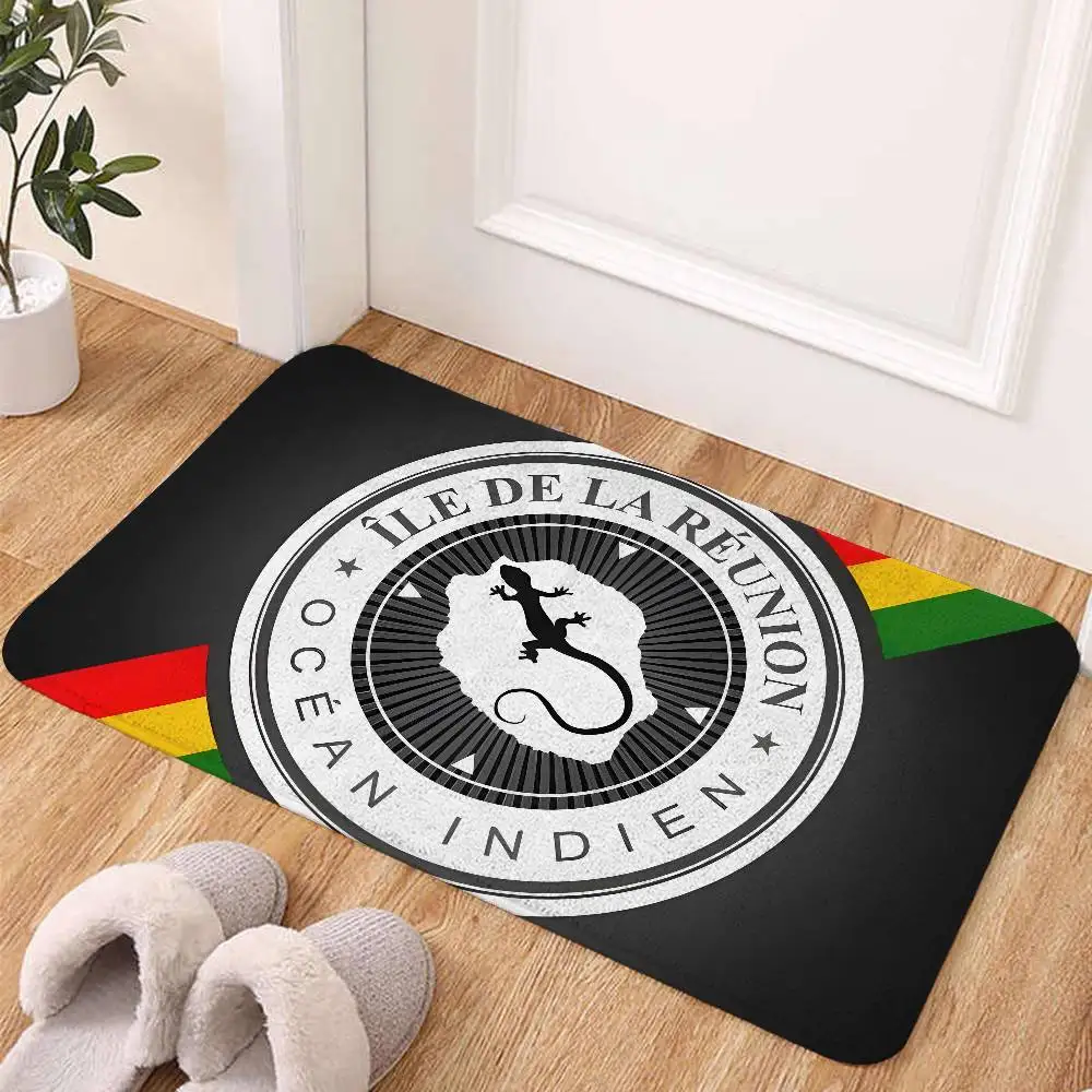 974 جزيرة ريونيون الكلمة حصيرة الحمام ماصة حصيرة بسيطة باب الأوساخ مقاومة حصيرة المنزل المطبخ حصيرة القدم حصيرة دخول حصيرة #3