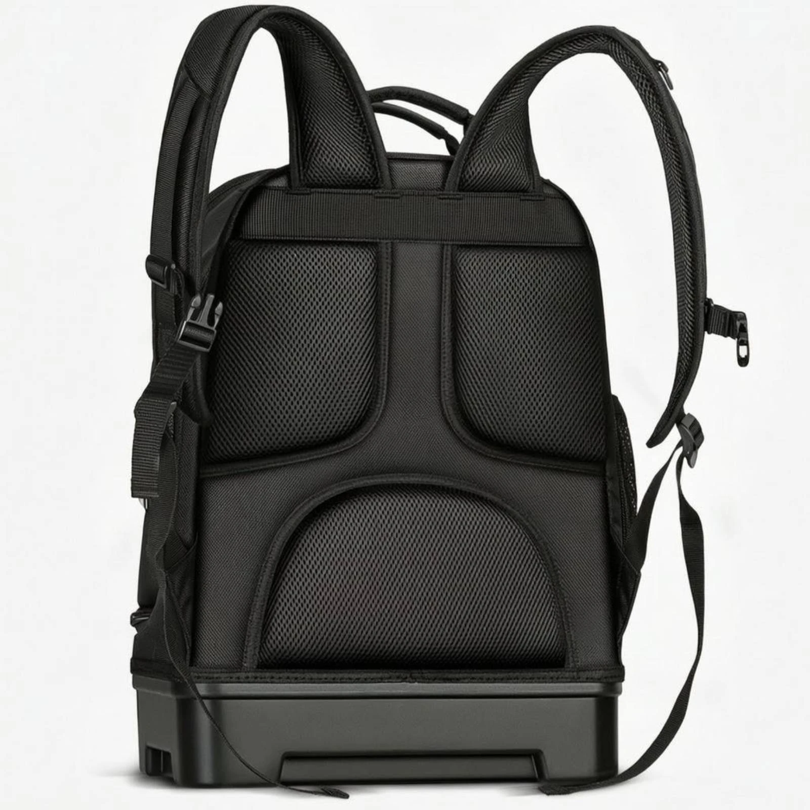 Tool Backpack Side Mesh Pockets Molded Base Tool Backpack Carrying Bag Padded Straps Structured Rectangular