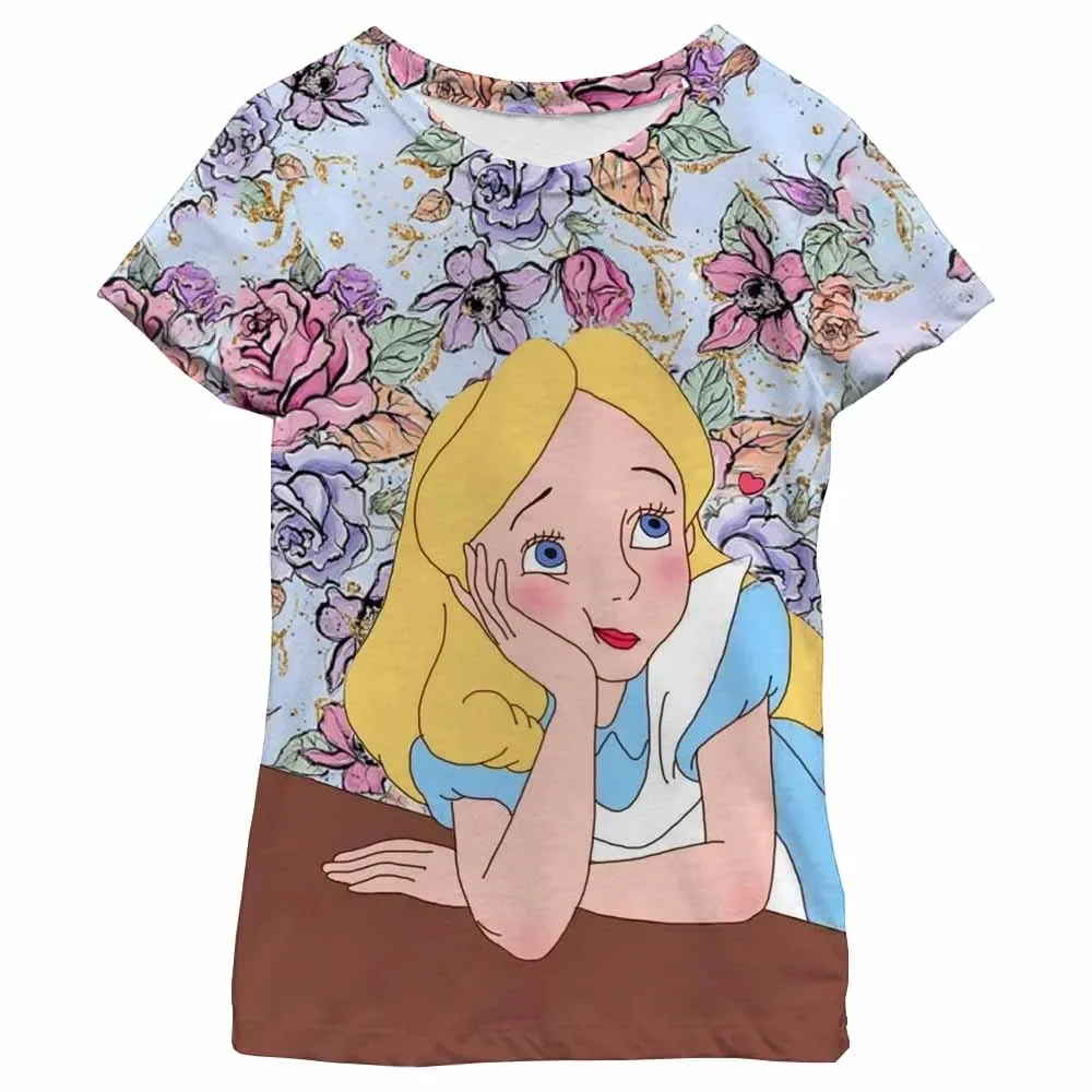 

Lovely Frozen Elsa T-shirt For Kids Girls Disney Pattern 3D Print Children's T-shirts Summer Short Sleeve Round Collar T-shirts