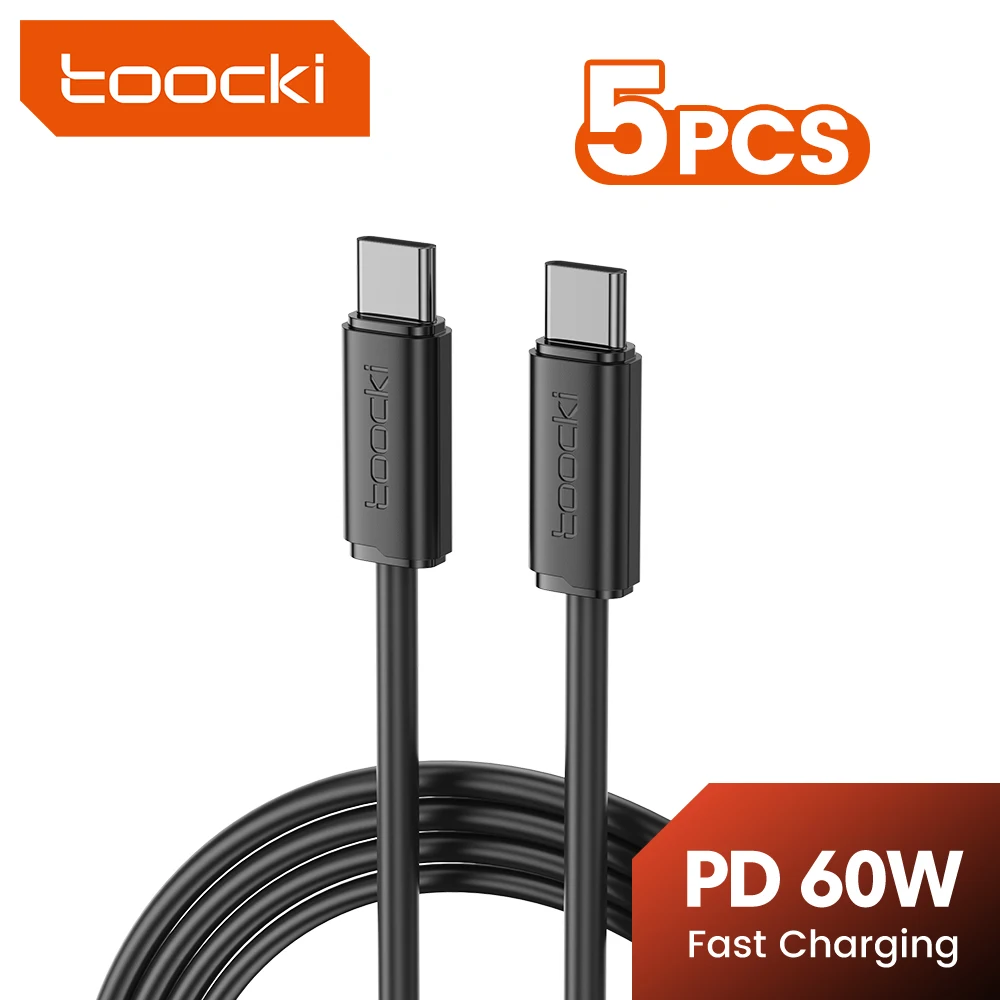 Toocki 1m 60W USB C Cable Type C to Type C Fast Charging Cord for iPhone 17 16 15 Samsung Xiaomi Mobile Phone Data Wire