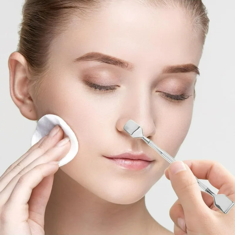 Strumento per la rimozione di punti neri da 2 pezzi, raschietto facciale in acciaio inossidabile per la rimozione dell'acne comedone, cura delicata della pelle per tutti i tipi di pelle