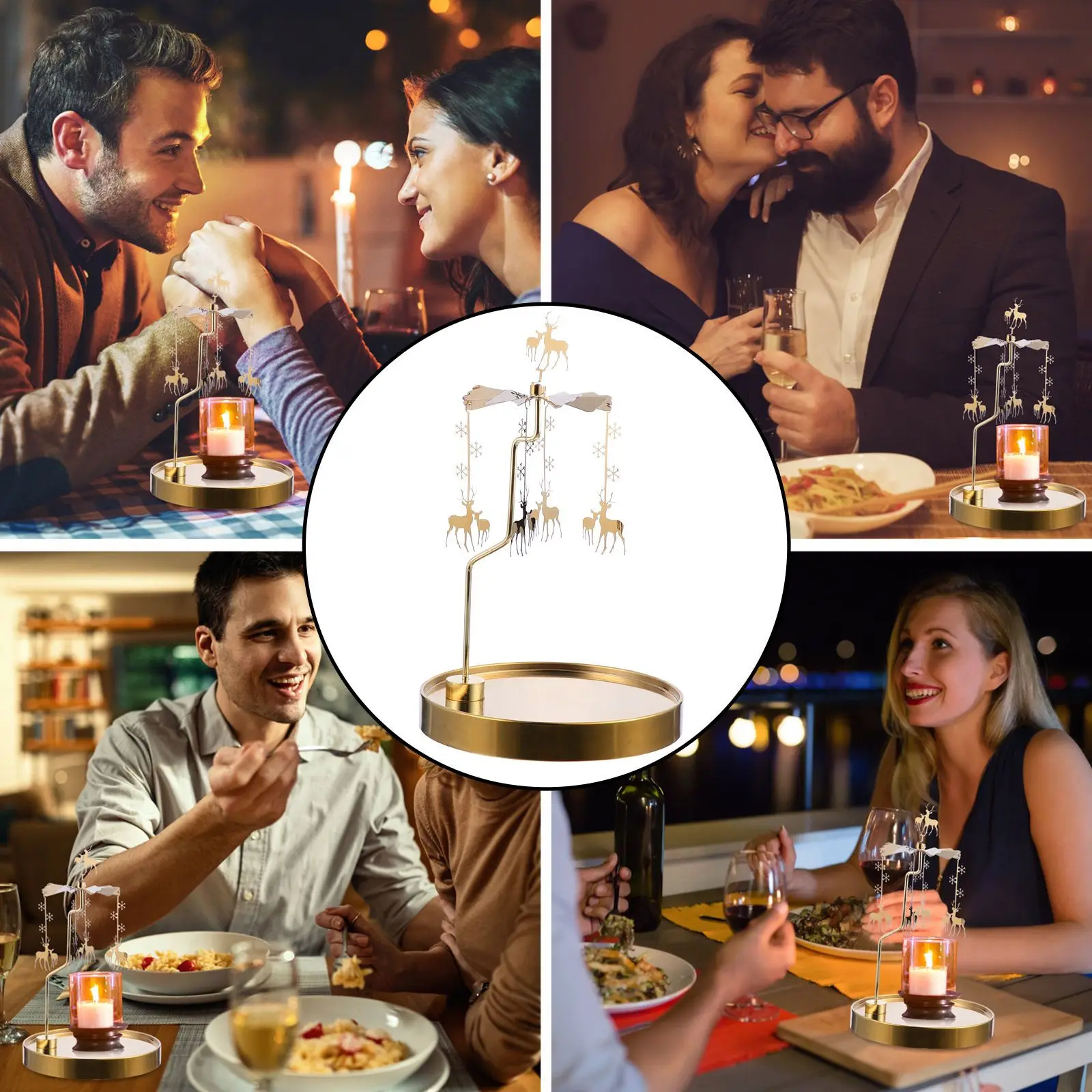 

1pc Rotating Stand Metal Candleholder For Dinner Table Decoration Wedding Party Home Decor Desktop Tray Ornament
