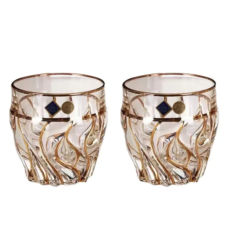 Crystal glass hand-painted gold whiskey glass, foreign wine cup 2 gift box set4