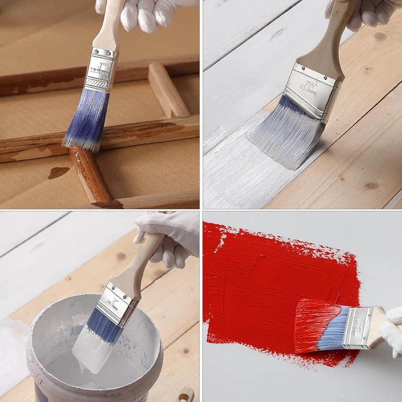 แปรงทาสี ABPP, 6 แพ็ค, 1 นิ้ว, 1.5 นิ้ว, 2 นิ้ว, แปรงมุม, ด้ามไม้ที่ผ่านการบําบัด, แปรงทาสีสําหรับผนัง, แปรงคราบ