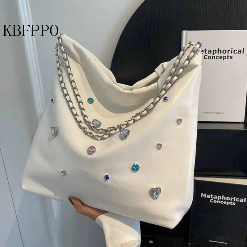 Trendy Bucket Bag 2023 Spring And Summer New Zircon Decorative Bag Small Fresh Shoulder Bag Cute Tote Bag Bucket Bags Women