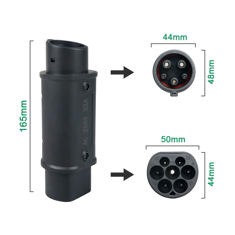 Chiefleed EV carregador adaptador, 32A 7.2KW, tipo 2 para tipo 1, IEC-62169 para SAE J1772 carregamento, NACS veículo elétrico híbrido Type1 carro