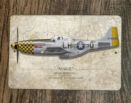 Marie P-51D Military Jet Plane  Metal Wall Sign Poster