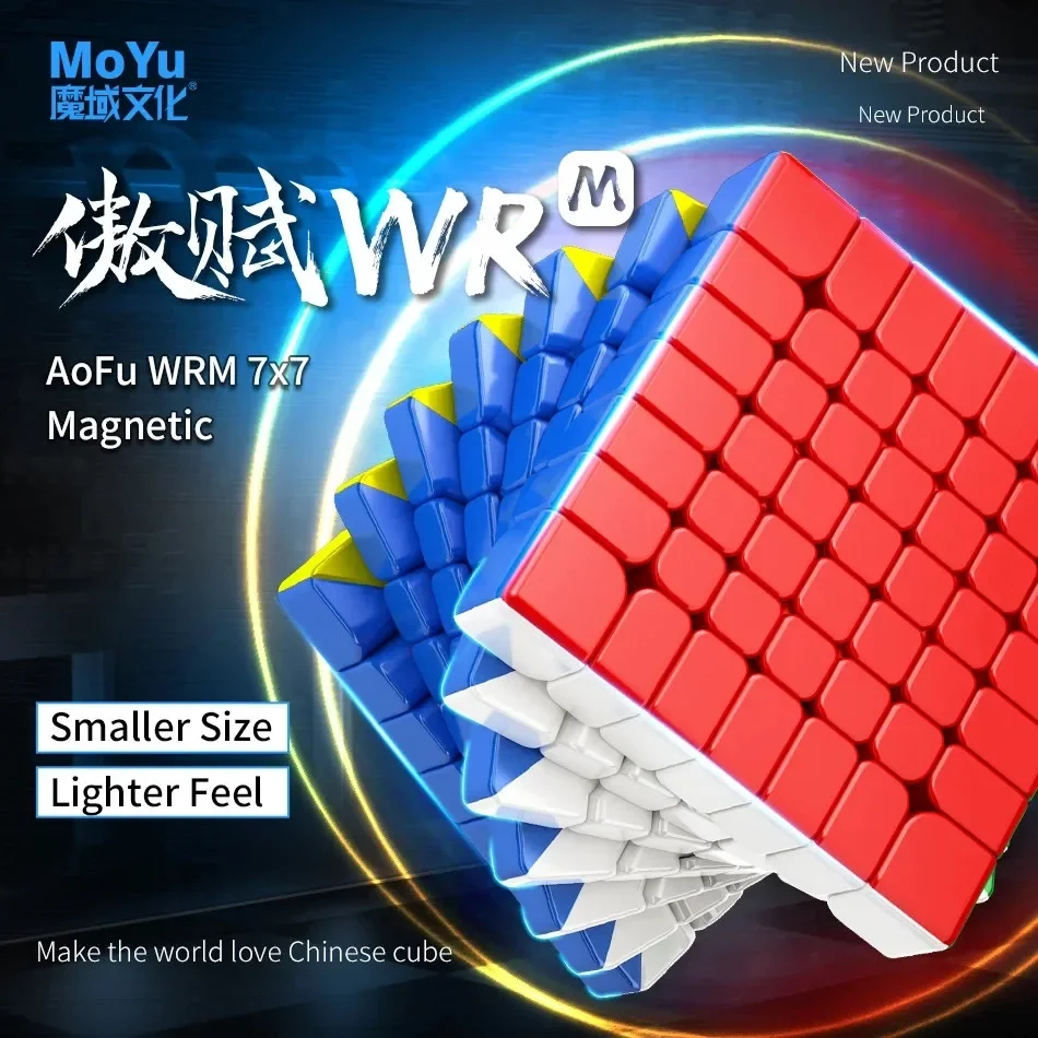 Moyu AoFu WRM-Cube de Vitesse Magique Magnétique, Jouets Fidget Professionnels sans Autocollant, Cadeaux pour Enfants, 7x7